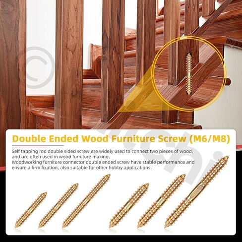 Hilitchi 120pcs 7Sizes M4 M6 براغي شماعات مزدوجة برأس الخشب سذر المسمار المسمار المسمار البراغي المسمار مزدوج قضبان ملولبة الترباس ملون طلاء البراغي الطلاء للأثاث للأثاث in Saudi Arabia