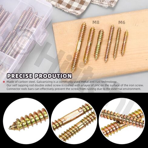 Hilitchi 120pcs 7Sizes M4 M6 براغي شماعات مزدوجة برأس الخشب سذر المسمار المسمار المسمار البراغي المسمار مزدوج قضبان ملولبة الترباس ملون طلاء البراغي الطلاء للأثاث للأثاث in Saudi Arabia