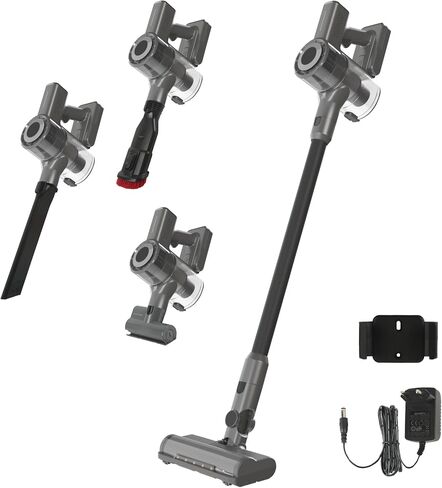 Günter&Hauer Cordless Vacuum Cleaner, 50KPa Stick Vacuum with Powerful Suction,50Mins Runtime, 4 in 1 Rechargeable Handheld Vacuum Cleaner with Wall Mount Charging,for Home,Carpet,Pet Hair(Black,Grey) in Saudi Arabia