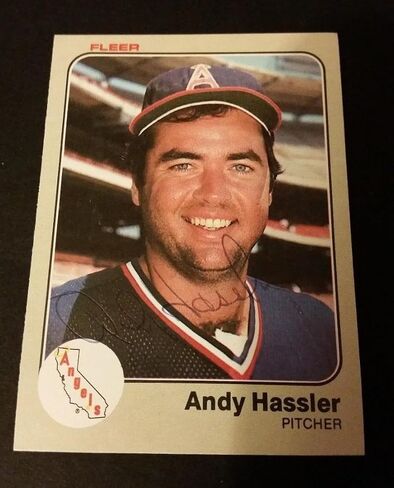 Andy Hassler Angels 1983 Fleer #92 Royals Authentic Motograph JG2 - Baseball Slabbed Cards in Saudi Arabia