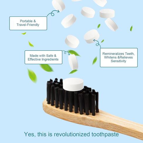Toothpaste Tablets, Nano Hydroxyapatite with Probiotics, Fluoride & Plastic Free, Eco & Travel Friendly Size, Remineralizing Chewable Toothpaste Tabs - 62ct, Mint in Saudi Arabia