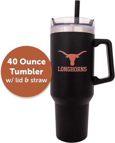 University Desert Cactus University Texas Longhorns ut austin مقبض كبير معزول من الفولاذ المقاوم للصدأ المقبض القابل لإعادة استخدام كوب مزدوج المسورة الساخنة المحفورة بالليزر (40 أوقية أونصة تومل) in Saudi Arabia