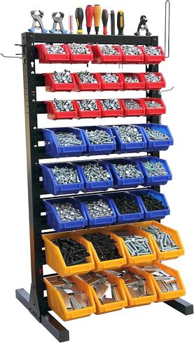 King's Rack Hanging Bin Rack Storage System Heavy Duty Steel Rack Organizer Shelving Unit w/ 35 Plastic Bins in 8 tiers in Saudi Arabia