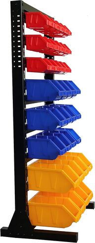 King's Rack Hanging Bin Rack Storage System Heavy Duty Steel Rack Organizer Shelving Unit w/ 35 Plastic Bins in 8 tiers in Saudi Arabia
