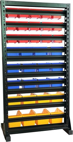 King's Rack Hanging Bin Rack Storage System Heavy Duty Steel Rack Organizer Shelving Unit w/ 35 Plastic Bins in 8 tiers in Saudi Arabia