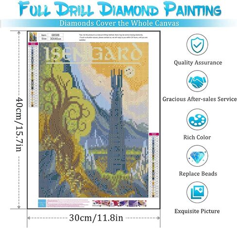 6Packs Ring Art Riamond Art Kits للبالغين ، مجموعات الطلاء بالمناظر الطبيعية المجردة ، مجموعات الطلاء الفنية DIY 5D Fairy Diamond Art ، مجموعات اللوحة الفنية القلعة السحرية للمنزل. in Kuwait