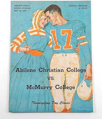 Abilene Christian vs McMurry 11/26/59 برنامج كرة القدم الكلية القديمة - برامج الكلية in Saudi Arabia