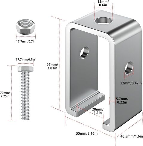 6 Pack Channel Trolley Track Intermediate Support Hanger Bracket for All 1-5/8" Strut Channel, Heavy-Duty Trolley Track Hanger Bracket in Saudi Arabia