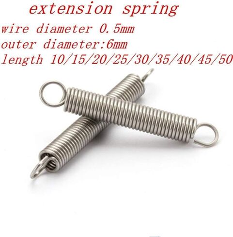 Spring, Tension Spring,Extension Springs, with A Hook Extension Spring, 10pcs/lot 0.5 X 6mm Stainless Steel Tension Spring, Length 15mm to 50mm, Springs Accessories(40mm 10pc) in Kuwait