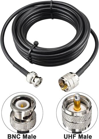 Boobrie 2-Pack Upgraded RG58 UHF PL259 to BNC Jumper Cable 11.8in UHF Male PL-259 to BNC Male Coaxial Cable 50 ohm Low Loss for Ham Radio, CB Radio in Saudi Arabia