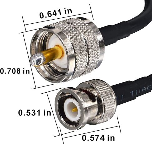 Boobrie 2-Pack Upgraded RG58 UHF PL259 to BNC Jumper Cable 11.8in UHF Male PL-259 to BNC Male Coaxial Cable 50 ohm Low Loss for Ham Radio, CB Radio in Saudi Arabia