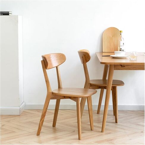 (Set of 2 pcs) Dining Chair FAS Grade Oak Made in North America Dirt-Free Solid Table Living Room Simple and Natural 46.5 * 54 * 80cm in Saudi Arabia