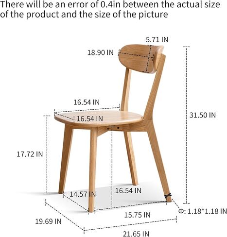 (Set of 2 pcs) Dining Chair FAS Grade Oak Made in North America Dirt-Free Solid Table Living Room Simple and Natural 46.5 * 54 * 80cm in Saudi Arabia