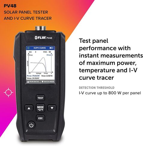 FLIR PV48 - TESTER SOLAR PANES و I -V منحنى مع قياسات درجة الحرارة - مصممة لتقييم الحد الأقصى للطاقة وكفاءة الألواح الشمسية in Saudi Arabia