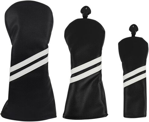 Scott Edward 3 PCS Golf Club Covers Pu Golf Headcovers Golf Club Protector Fit Well Driver و Fairway Wood Fit معظم نوادي الجولف الأسود الأبيض in Kuwait