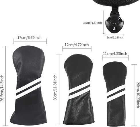 Scott Edward 3 PCS Golf Club Covers Pu Golf Headcovers Golf Club Protector Fit Well Driver و Fairway Wood Fit معظم نوادي الجولف الأسود الأبيض in Kuwait