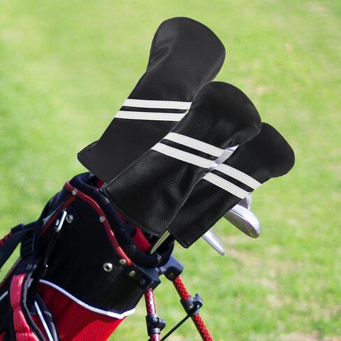 Scott Edward 3 PCS Golf Club Covers Pu Golf Headcovers Golf Club Protector Fit Well Driver و Fairway Wood Fit معظم نوادي الجولف الأسود الأبيض in Kuwait