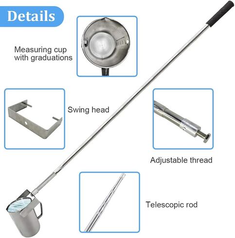 Telescopic Stainless Steel Wa-ter Sampling Pole, Extendable Water Sampler Dipper for Water Testing, Lab Sampling, Environmental Monitoring, Retractable Collection Rod with 500ml Measuring Beaker in Saudi Arabia