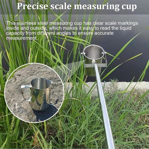 Telescopic Stainless Steel Wa-ter Sampling Pole, Extendable Water Sampler Dipper for Water Testing, Lab Sampling, Environmental Monitoring, Retractable Collection Rod with 500ml Measuring Beaker in Saudi Arabia