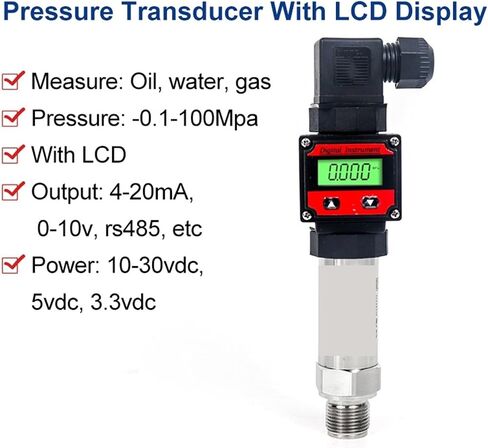 مستشعر الضغط -0.1-100MPA LCD مرسل الضغط 4-20MA 0-10V الناتج M20*1.5 محول مستشعرات الضغط على ماء زيت الهواء (0-10BAR 4-20MA) in Saudi Arabia