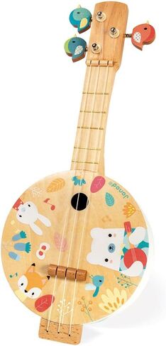 Janod - Wooden Banjo - Children's Musical Instrument - 3 Spare Strings Included - Musical Imitation Toy - Children's Banjo Guitar - From 3 years - J07661 in Saudi Arabia