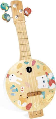Janod - Wooden Banjo - Children's Musical Instrument - 3 Spare Strings Included - Musical Imitation Toy - Children's Banjo Guitar - From 3 years - J07661 in Saudi Arabia