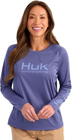 Huk Women's Pursuit Long Longe ، Performance Shirt + Sun Controm ، Skipper Blue in Saudi Arabia