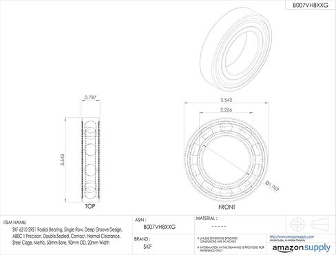 محمل شعاعي SKF 6210-2RS1 ، صف واحد ، تصميم الأخدود العميق ، ABEC 1 الدقة ، مغلقة مزدوجة ، ملامسة ، خلوص طبيعي ، قفص فولاذي ، مقياس ، 50 ملم ، 90 مم OD ، عرض 20 مم ، عرض 20 مم in Saudi Arabia