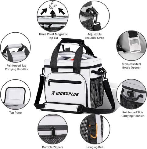 Golf Cart Cooler with Magnetic Lid，12-Can Insulated Soft Cooler Bag Collapsible for Golf Cart,Golf Accessories,Lunch Cooler Insulated Lunch Bag with Adjustable Shoulder Strap in Saudi Arabia