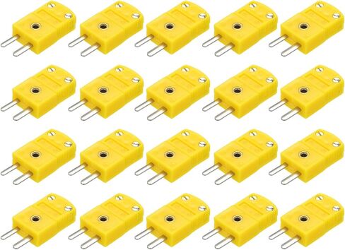 meccanixity k type typer thermocouple connectors male place adapter درجة حرارة عالية 120 درجة مئوية (248 درجة فهرنهايت) لمستشعر الاستشعار الحراري الداكن الأصفر 20pcs in Kuwait