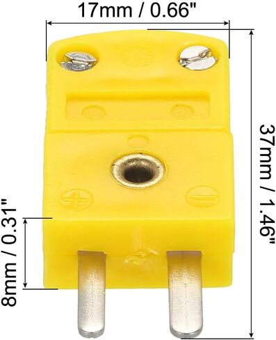 meccanixity k type typer thermocouple connectors male place adapter درجة حرارة عالية 120 درجة مئوية (248 درجة فهرنهايت) لمستشعر الاستشعار الحراري الداكن الأصفر 20pcs in Kuwait