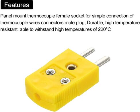 meccanixity k type typer thermocouple connectors male place adapter درجة حرارة عالية 120 درجة مئوية (248 درجة فهرنهايت) لمستشعر الاستشعار الحراري الداكن الأصفر 20pcs in Kuwait