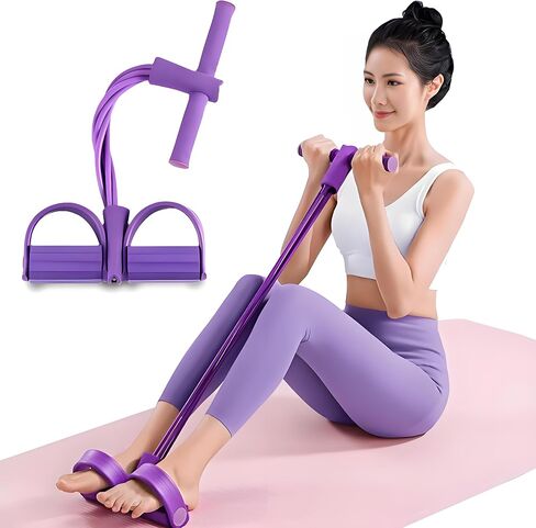 Multifunctional 6 Tube Elastic Yoga Resistance Bands for Waist Arm Leg Stretching, Affordable Training Aid, Latest Upgrade Sit Up Exercise Equipment for Women Men (Purple) in Saudi Arabia