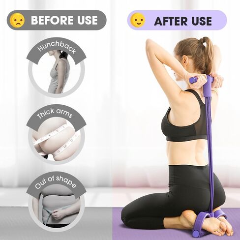 Multifunctional 6 Tube Elastic Yoga Resistance Bands for Waist Arm Leg Stretching, Affordable Training Aid, Latest Upgrade Sit Up Exercise Equipment for Women Men (Purple) in Saudi Arabia