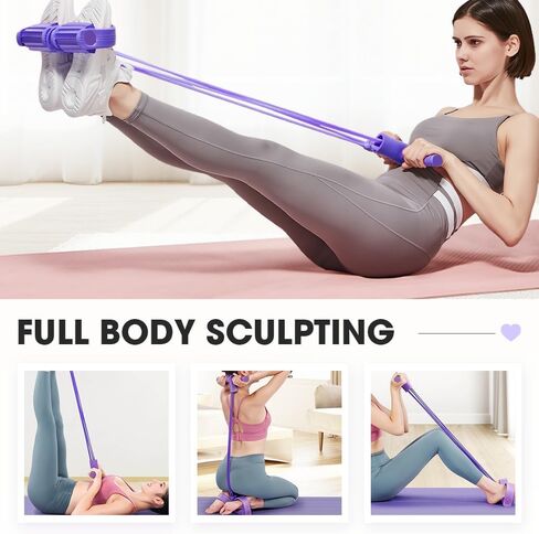 Multifunctional 6 Tube Elastic Yoga Resistance Bands for Waist Arm Leg Stretching, Affordable Training Aid, Latest Upgrade Sit Up Exercise Equipment for Women Men (Purple) in Saudi Arabia