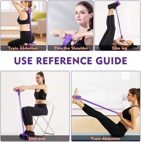 Multifunctional 6 Tube Elastic Yoga Resistance Bands for Waist Arm Leg Stretching, Affordable Training Aid, Latest Upgrade Sit Up Exercise Equipment for Women Men (Purple) in Saudi Arabia