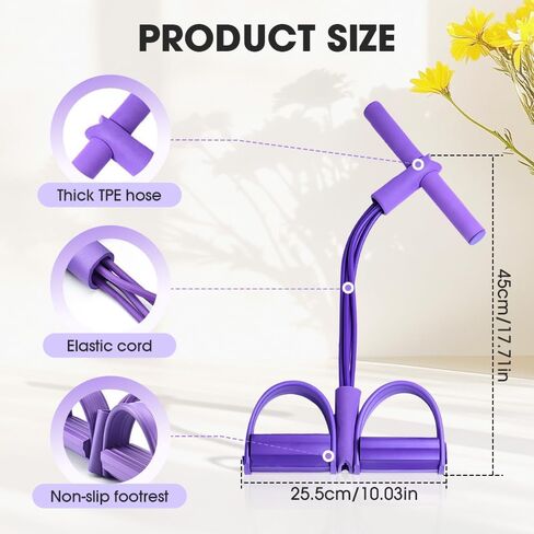 Multifunctional 6 Tube Elastic Yoga Resistance Bands for Waist Arm Leg Stretching, Affordable Training Aid, Latest Upgrade Sit Up Exercise Equipment for Women Men (Purple) in Saudi Arabia
