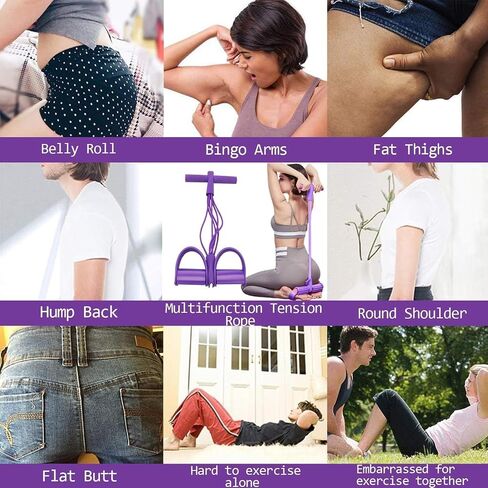 Multifunctional 6 Tube Elastic Yoga Resistance Bands for Waist Arm Leg Stretching, Affordable Training Aid, Latest Upgrade Sit Up Exercise Equipment for Women Men (Purple) in Saudi Arabia