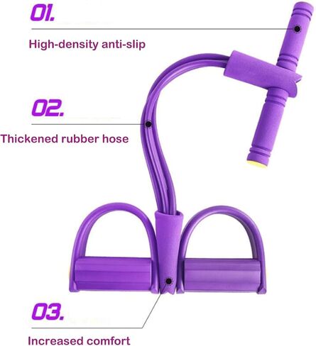 Multifunctional 6 Tube Elastic Yoga Resistance Bands for Waist Arm Leg Stretching, Affordable Training Aid, Latest Upgrade Sit Up Exercise Equipment for Women Men (Purple) in Saudi Arabia