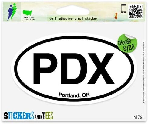 PDX Portland OR Oval Car Sticker Indoor Outdoor 5" x 3" in Saudi Arabia