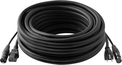Audiopipe 33Ft Siamese Cable AC Power & XLR Microphone Cable (EX-PROX-SIM-10) with 14AWG Power Wire and 23AWG Audio Cable, Pure Copper, Heavy Duty, for Studios, Pro Sound, DJ's in Saudi Arabia