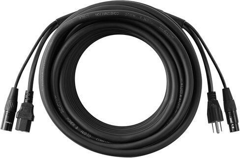 Audiopipe 33Ft Siamese Cable AC Power & XLR Microphone Cable (EX-PROX-SIM-10) with 14AWG Power Wire and 23AWG Audio Cable, Pure Copper, Heavy Duty, for Studios, Pro Sound, DJ's in Saudi Arabia