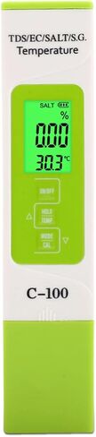 Water Tester for Saltwater, C-100 5 in 1 Salinity TDS EC Seawater Salinity Tester Digital Water Quality Tester with Backlight for Drinking Water, Aquarium, Swimming Pool in Saudi Arabia