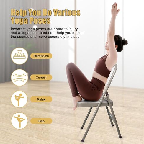 innolife yoga كرسي مساعد قابلة للطي قابلة للطي لليوغا لليوغا من أجل ABS & Core ، توازن قابلة للطي ، كرسي اليوغا ، المرونة وتدريب القوة وتخفيف آلام الظهر (أسود) in Saudi Arabia