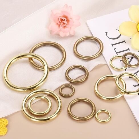 uxcell 8pcs H59 Brass O Ring ، 1.38 "OD. 1.02" سمك نحاسي سلس حلقة حلقة حلقة ملحومة حلقة الدائرة الدائرية لأمتعة حزام حاجز التزيين DIY ، in Saudi Arabia