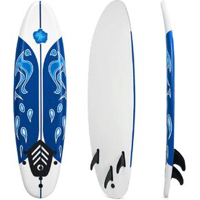 GYMAX Surfboard, 6FT Stand Up Paddle Board with Removable Fins & Safety Leash, Lightweight Non-Slip Paddle Board for Teenagers, Adult, Beginners in Kuwait