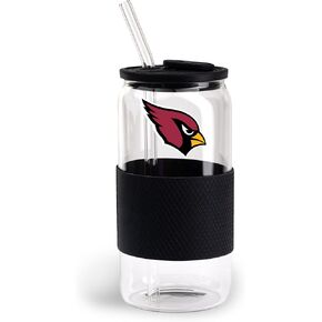The Memory Company Officially Licensed NFL 18oz Glass Tumbler - Glass with Silicone Lid and Team Wrap - Perfect for Game Day, Sports Fans, and Gifts in Saudi Arabia