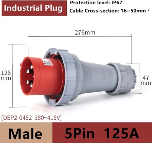 IEC60309 الموصل الصناعي 125A 380-415V Plug 5 PIN PIN مقاوم للماء IP67 in Saudi Arabia