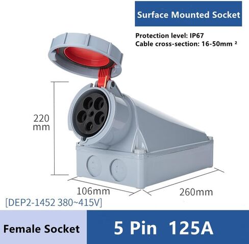 IEC60309 مقبس الموصل الصناعي المضاد للماء 5PIN 125A 380V-415V 3P+E+N IP67 in Kuwait