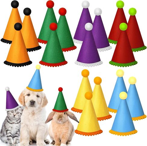 24 PCS Mini Party Hat لعيد ميلاد الحيوانات المحشوة DIY CONE CONE HAT مع POM للحرف in Saudi Arabia